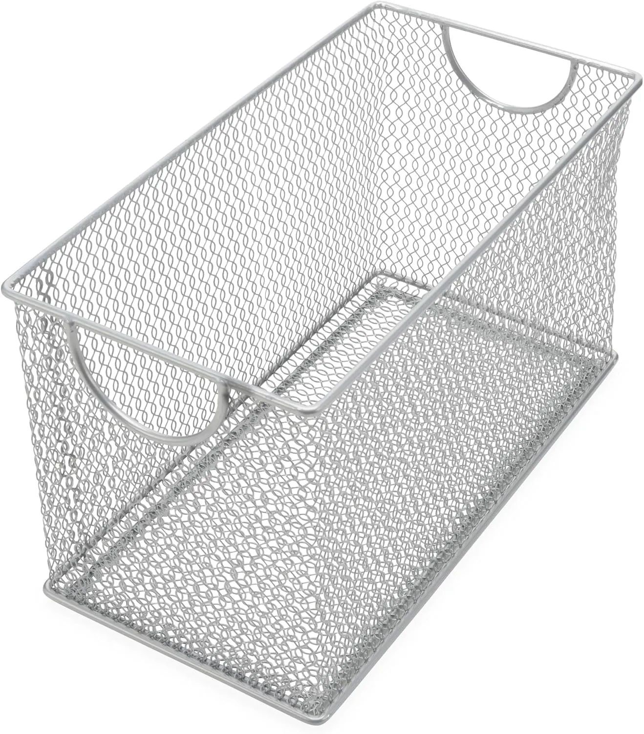 YBM HOME Mesh Storage Box, Silver Mesh Great for School Home or Office Supplies, Books , Computer Discs and More (1, 10.75 x 5.5 x 6.5)