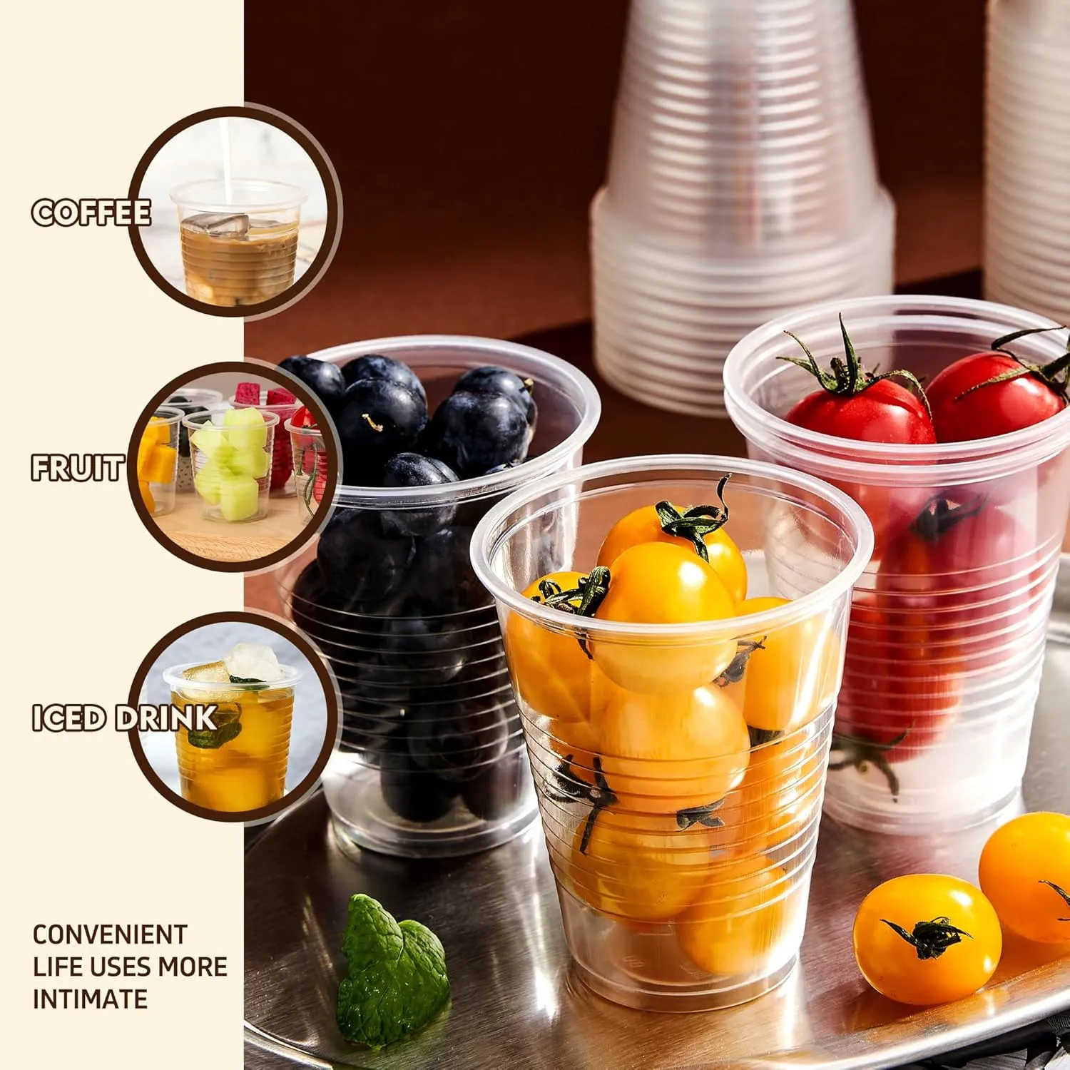 YEEHAW 9 oz Plastic Cups, 500 Pack - Clear Disposable Drinking Water Cups for Cold Beverages, Ideal for Party