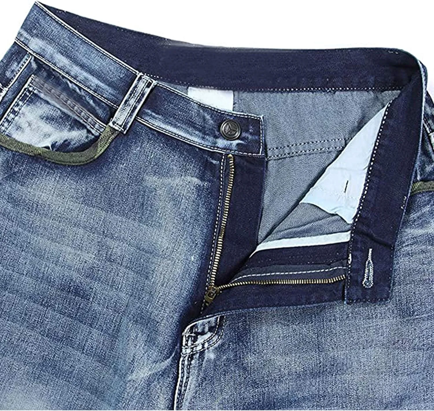 Yeokou Men's Loose Hip Hop Cropped Jeans Work Denim Shorts with Cargo Pockets