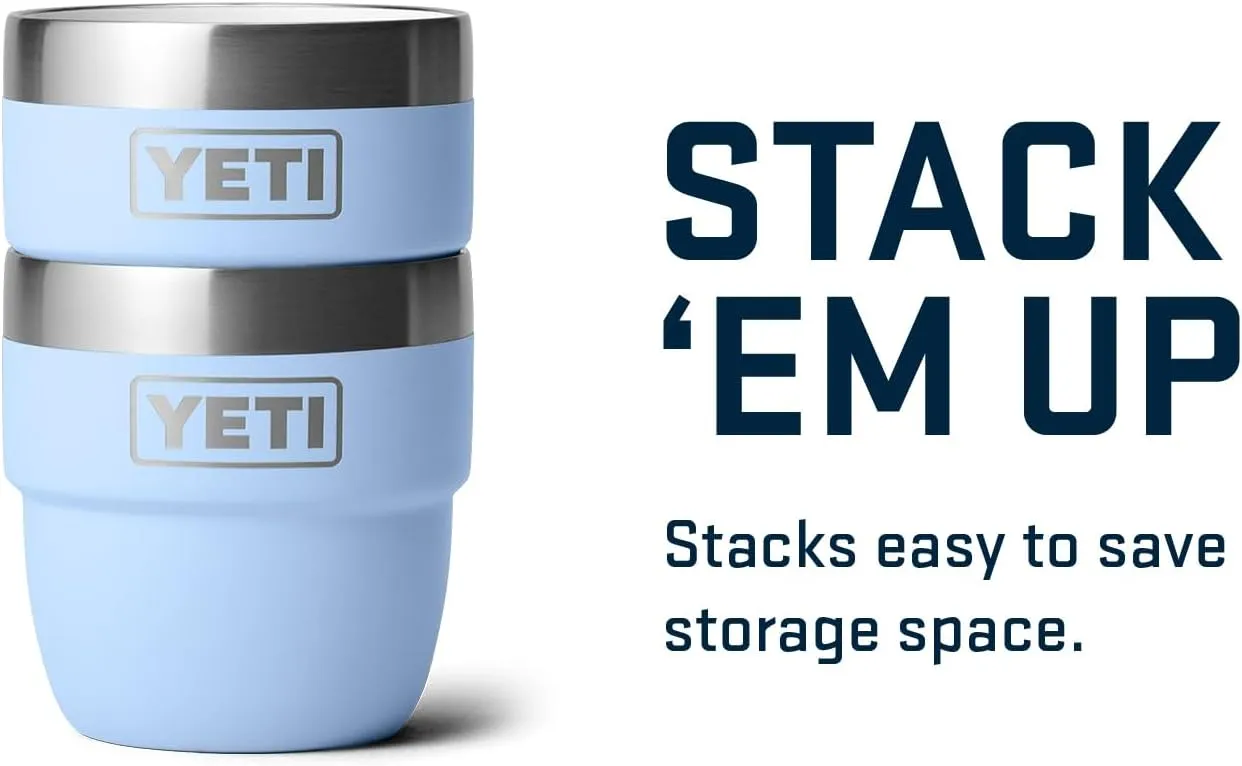 YETI Rambler 4 oz Stackable Cup, Stainless Steel, Vacuum Insulated Espresso/Coffee Cup, 2 Pack