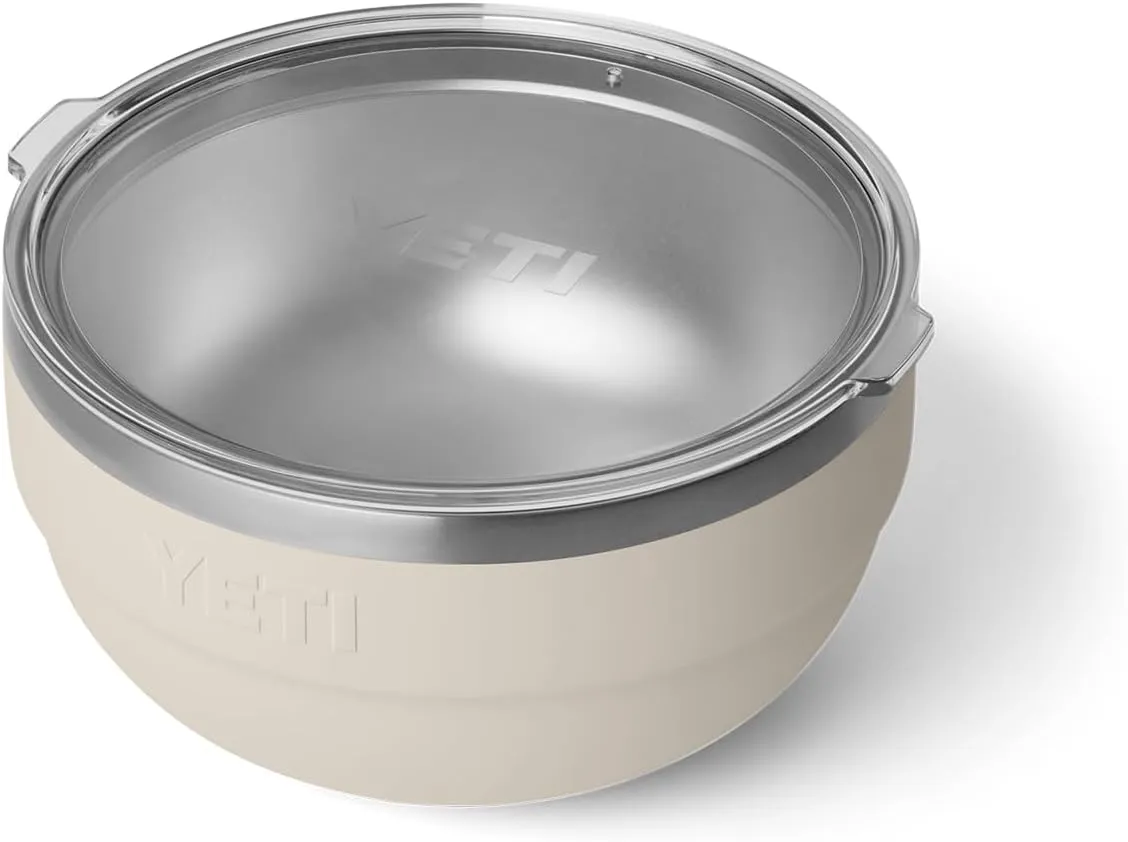 YETI Rambler Bowls, Vacuum Insulated, Stackable and Nestable Stainless Steel Bowl with Lid, 2 Quart, Cape Taupe