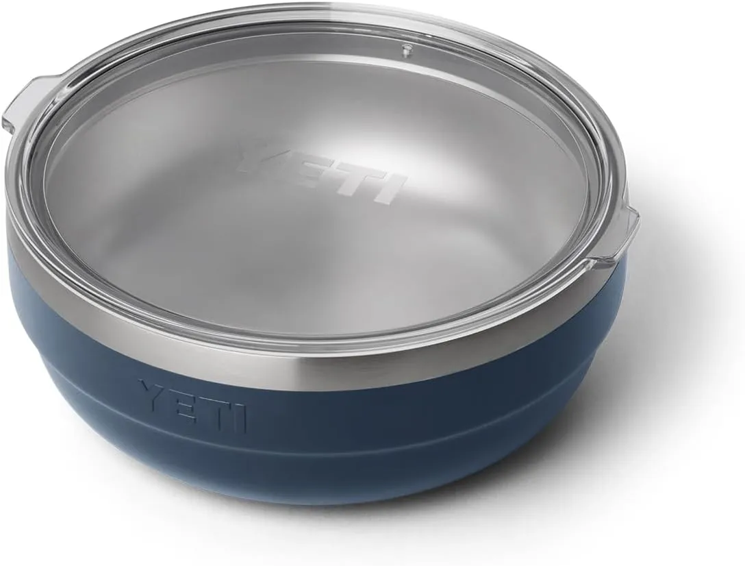 YETI Rambler Low Bowls, Vacuum Insulated, Stackable and Nestable Stainless Steel Bowl with Lid, 1.6 Quart, Navy