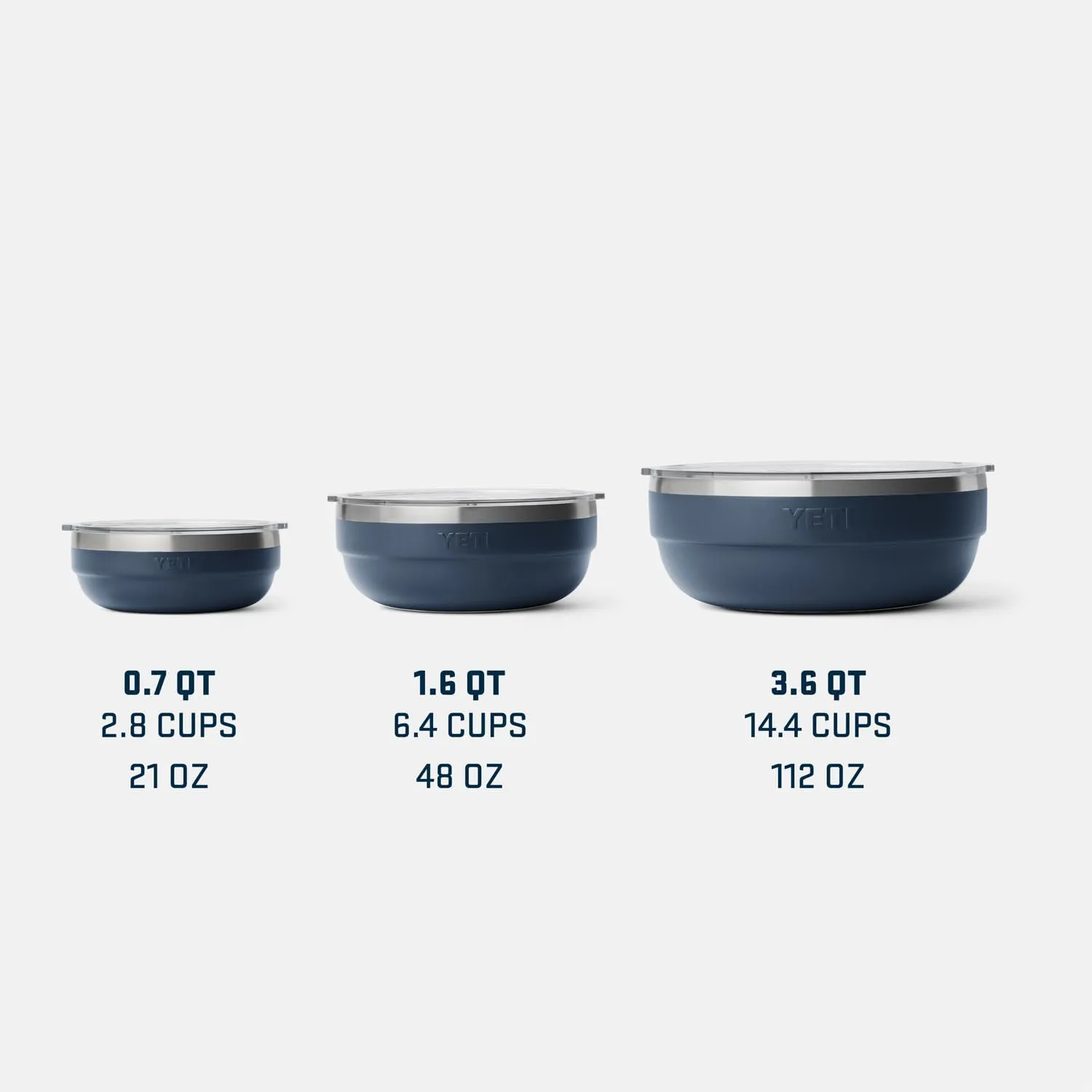 YETI Rambler Low Bowls, Vacuum Insulated, Stackable and Nestable Stainless Steel Bowl with Lid, 1.6 Quart, Navy