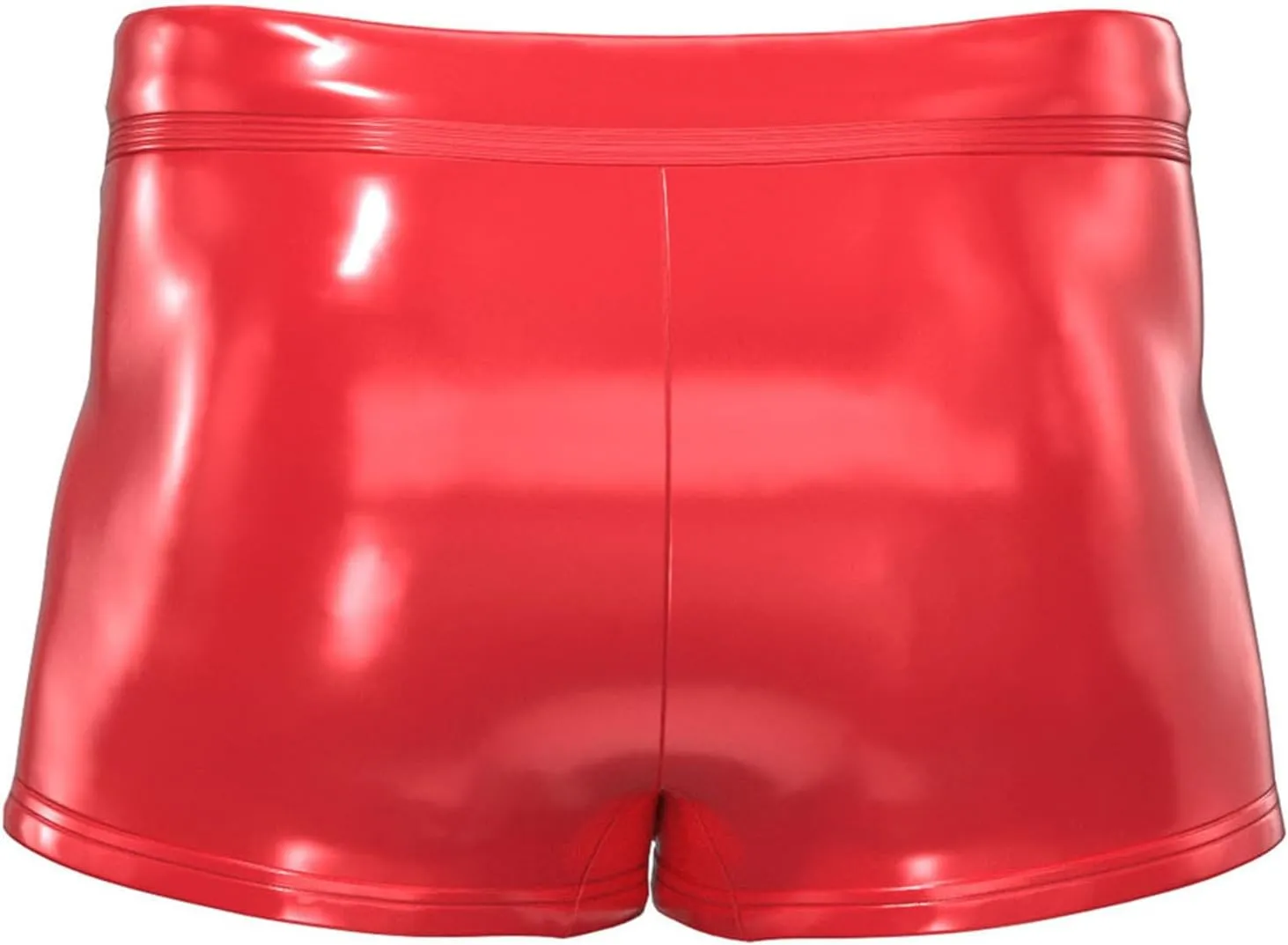 YiZYiF Men's Wet Look PVC Leather Short Solid Liquid Bulge Pouch Open Butt Boxer Shorts Hot Pants