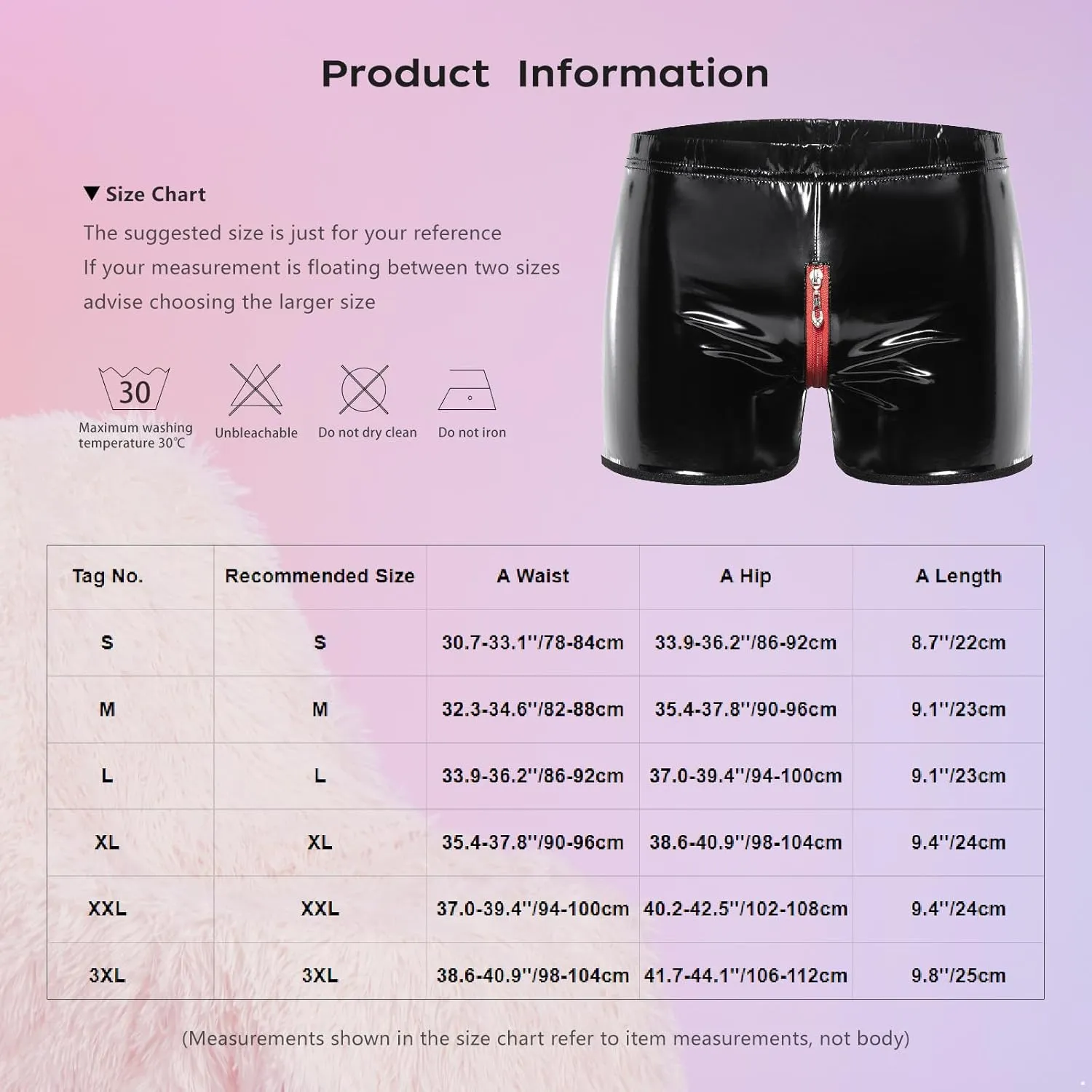 YiZYiF Men's Wet Look PVC Leather Short Solid Liquid Bulge Pouch Open Butt Boxer Shorts Hot Pants