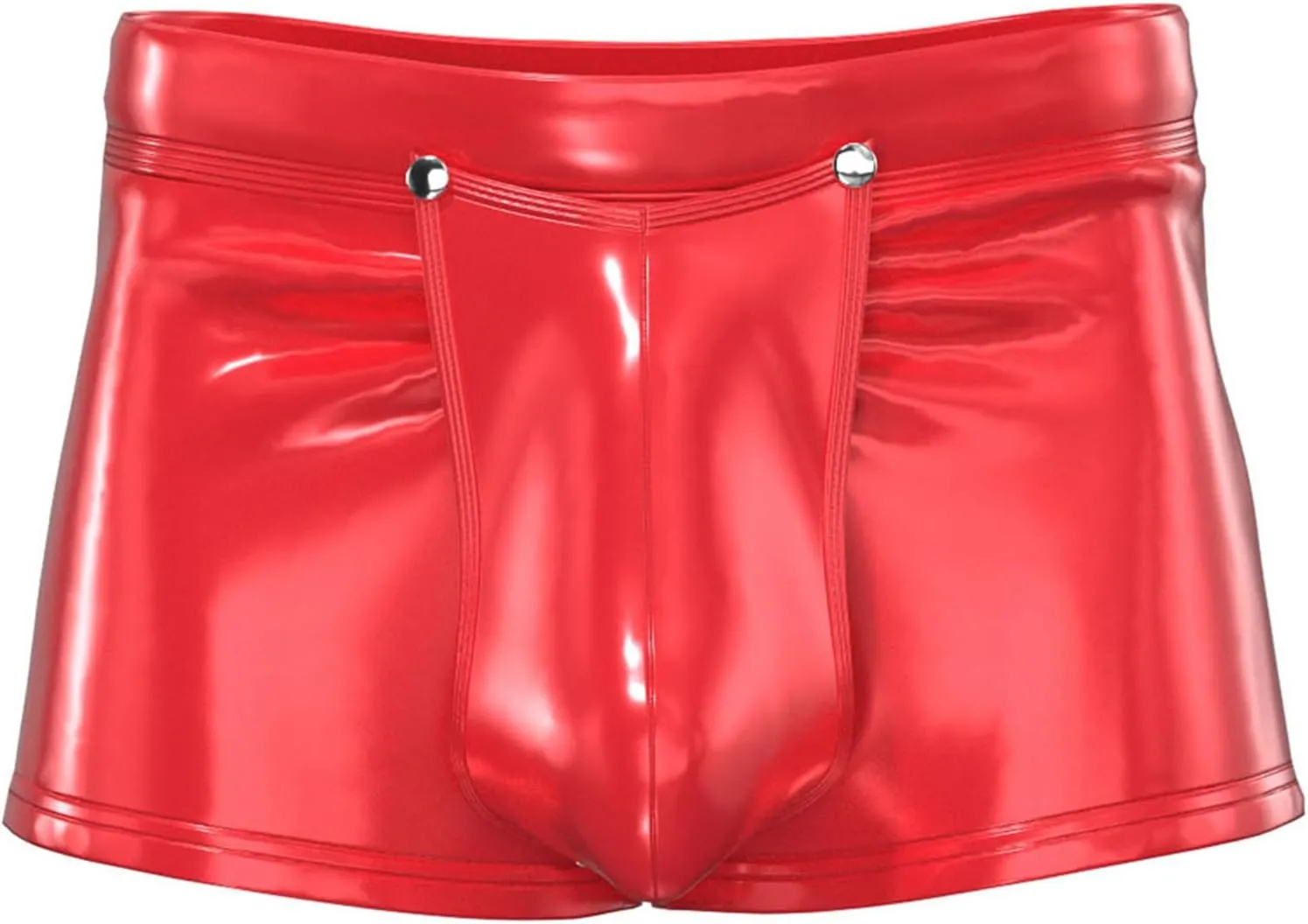 YiZYiF Men's Wet Look PVC Leather Short Solid Liquid Bulge Pouch Open Butt Boxer Shorts Hot Pants