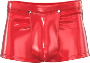 YiZYiF Men's Wet Look PVC Leather Short Solid Liquid Bulge Pouch Open Butt Boxer Shorts Hot Pants