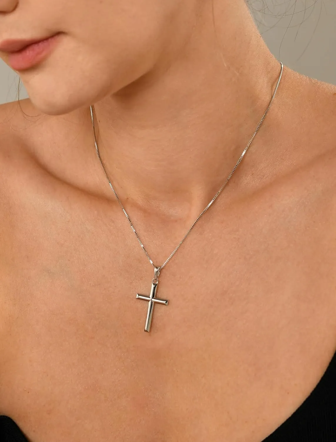 YL Cross Necklace for Women Sterling Silver Plain Cross Pendant Necklace Jewelry for Men (0.79"- 1.18")