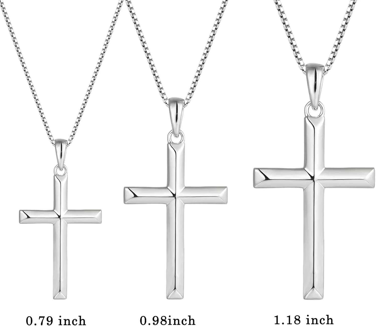 YL Cross Necklace for Women Sterling Silver Plain Cross Pendant Necklace Jewelry for Men (0.79"- 1.18")