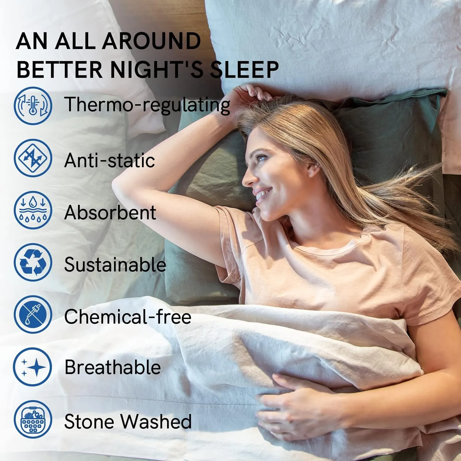 YnM French Linen Sheet Set - Cozy, Skin-Friendly, and Eco-Friendly Pure French Linen Sheets Collection, 3-Piece Set Includes Flat Sheet, Fitted Sheet, and 1 Pillowcases – Twin XL, Army Green