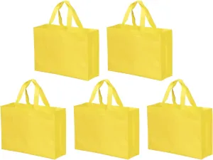 YOKIVE 10 Pack Reusable Gift Bag, DIY Blank Non-Woven Tote Bags, Great for Arts Crafts Grocery(Yellow, 25 x 35cm)