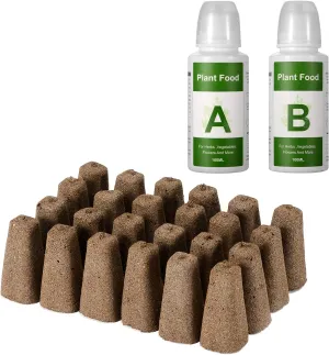 Yoocaa Seed Pods Kit for Hydroponics Growing System, 24pcs Grow Sponges with A&B Solid Nutrient Plant Foods, Seed Starter Pods Replacement Root Growth Sponges Compatible with Idoo,QYO, LYKO (Square)