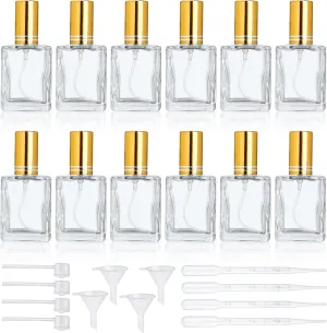 YU FENG 12pcs Clear Perfume Spray Bottles 15ml Glass Fine Mist Sprayer Empty Spray Bottles Refillable Container Perfume Atomizer for Cleaning, Essential Oil, Liquid