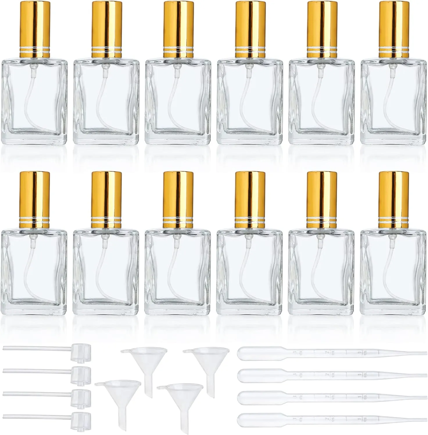 YU FENG 12pcs Clear Perfume Spray Bottles 15ml Glass Fine Mist Sprayer Empty Spray Bottles Refillable Container Perfume Atomizer for Cleaning, Essential Oil, Liquid