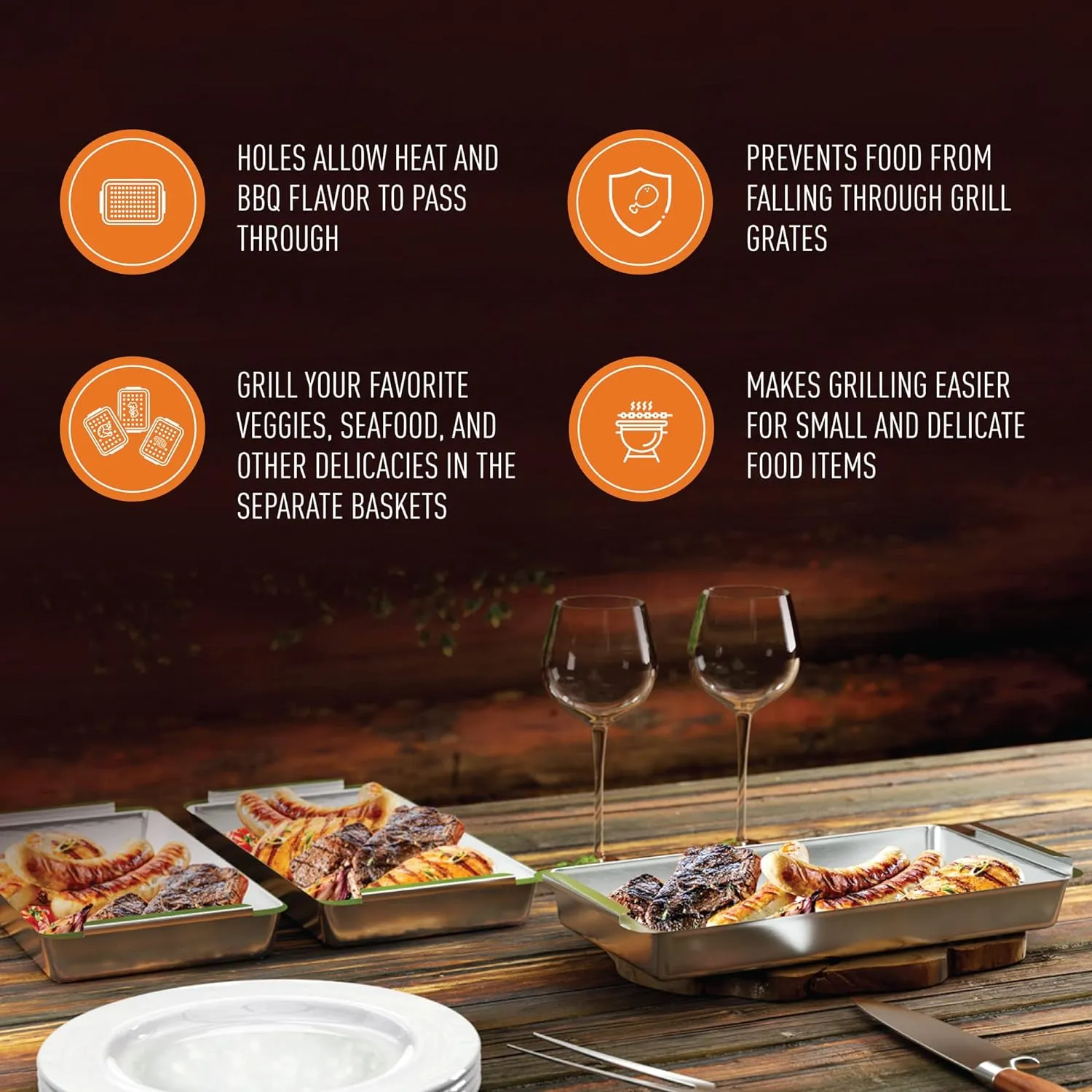 Yukon Glory™ BBQ 'N SERVE Grill Baskets (BBQ 'N SERVE SET)