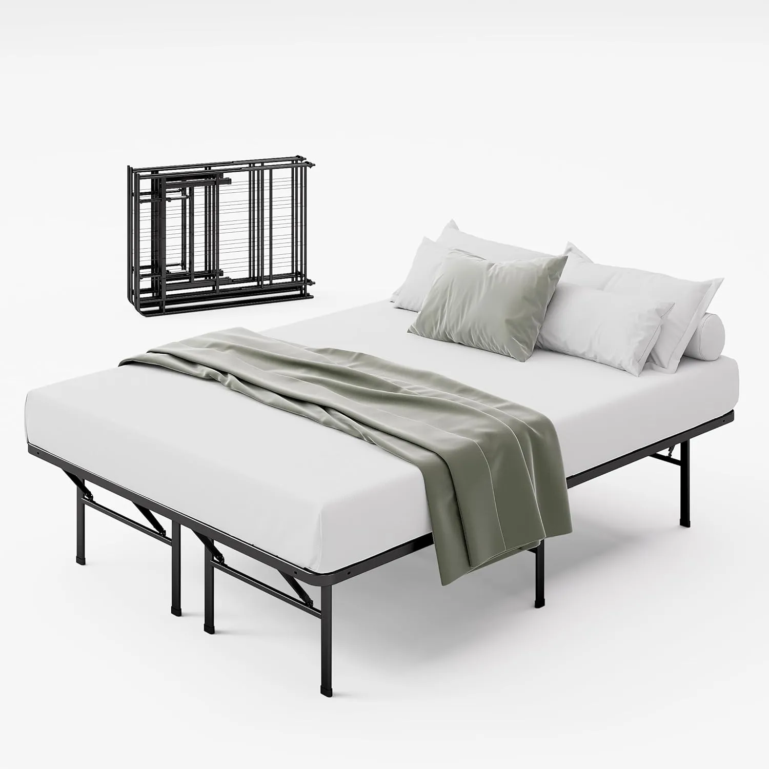ZINUS SmartBase Heavy Duty Mattress Foundation, 14 Inch Metal Platform Bed Frame, No Box Spring Needed, Sturdy Steel Frame, Underbed Storage, Queen