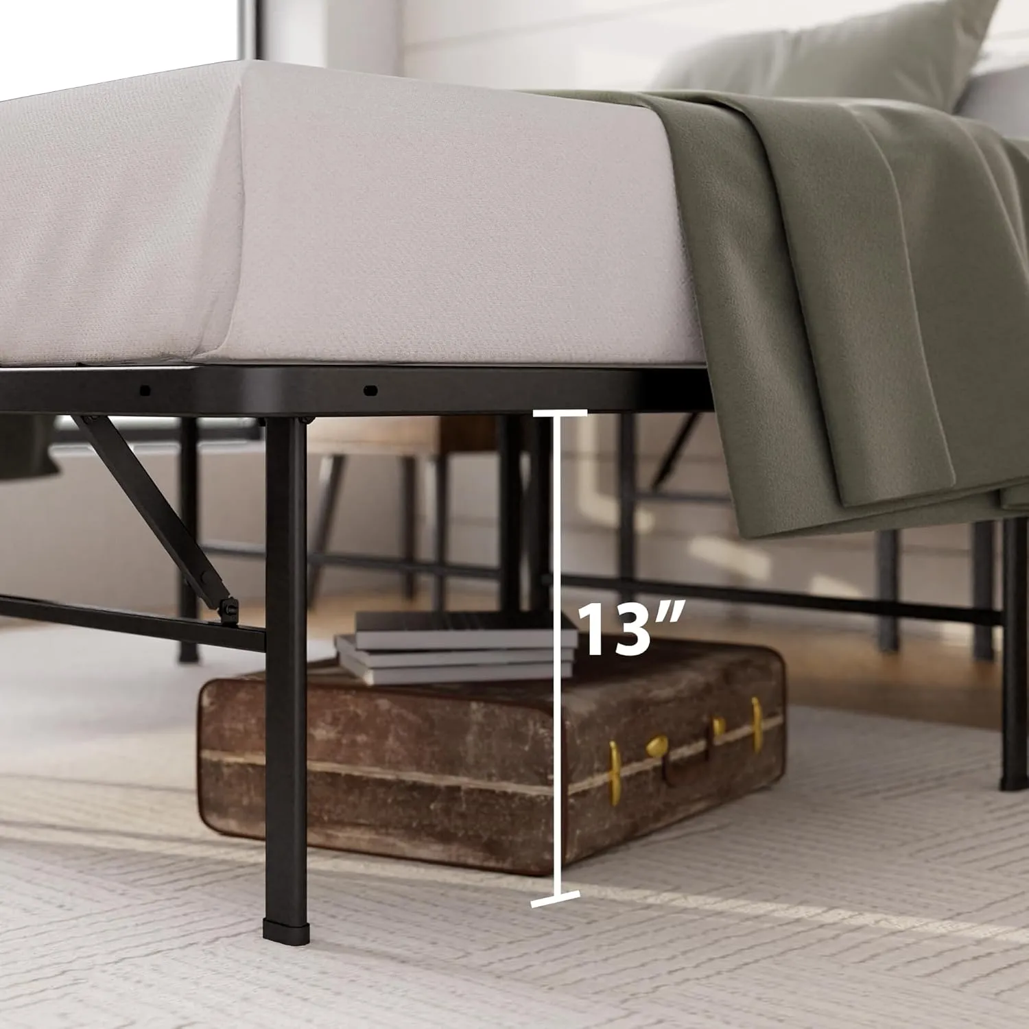 ZINUS SmartBase Heavy Duty Mattress Foundation, 14 Inch Metal Platform Bed Frame, No Box Spring Needed, Sturdy Steel Frame, Underbed Storage, Queen