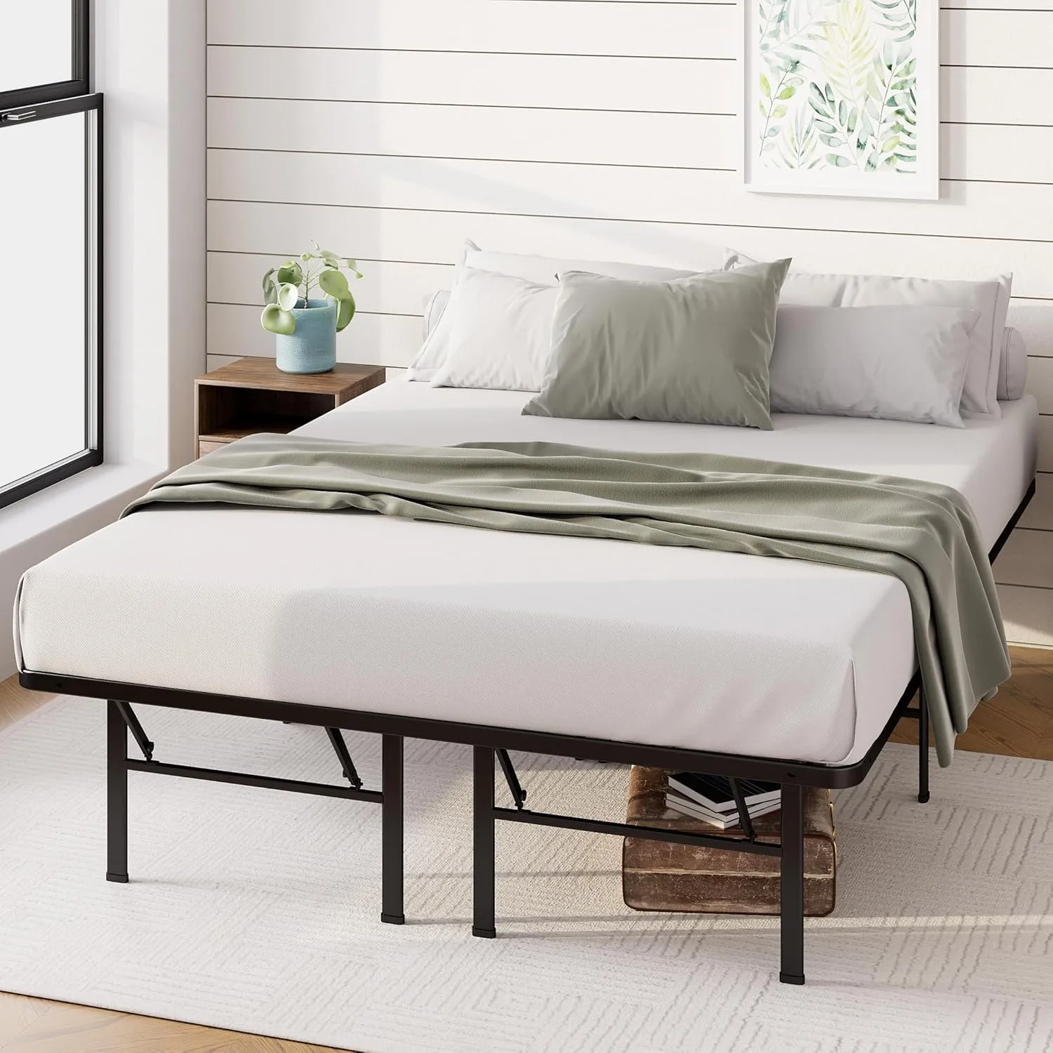 ZINUS SmartBase Heavy Duty Mattress Foundation, 14 Inch Metal Platform Bed Frame, No Box Spring Needed, Sturdy Steel Frame, Underbed Storage, Queen