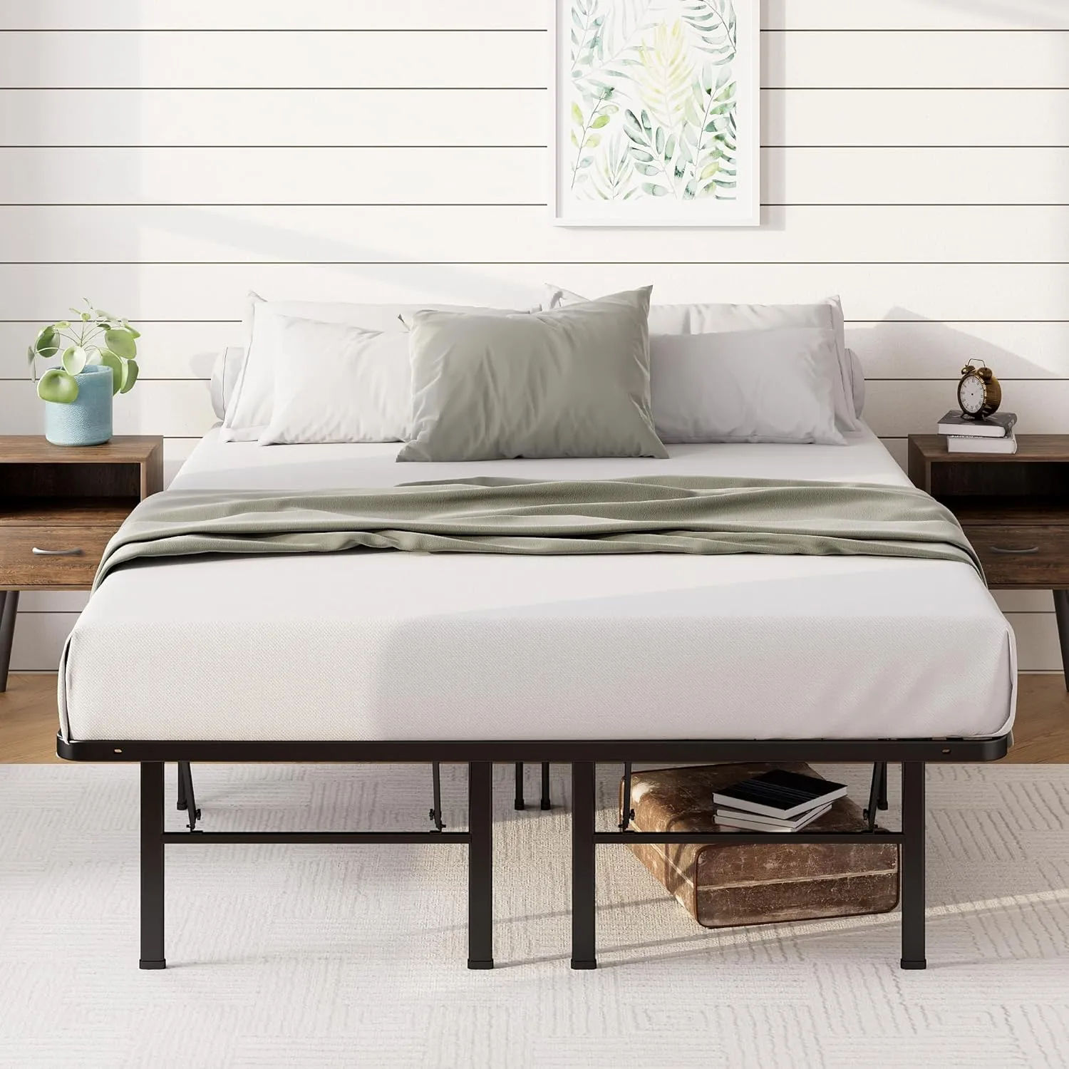 ZINUS SmartBase Heavy Duty Mattress Foundation, 14 Inch Metal Platform Bed Frame, No Box Spring Needed, Sturdy Steel Frame, Underbed Storage, Queen