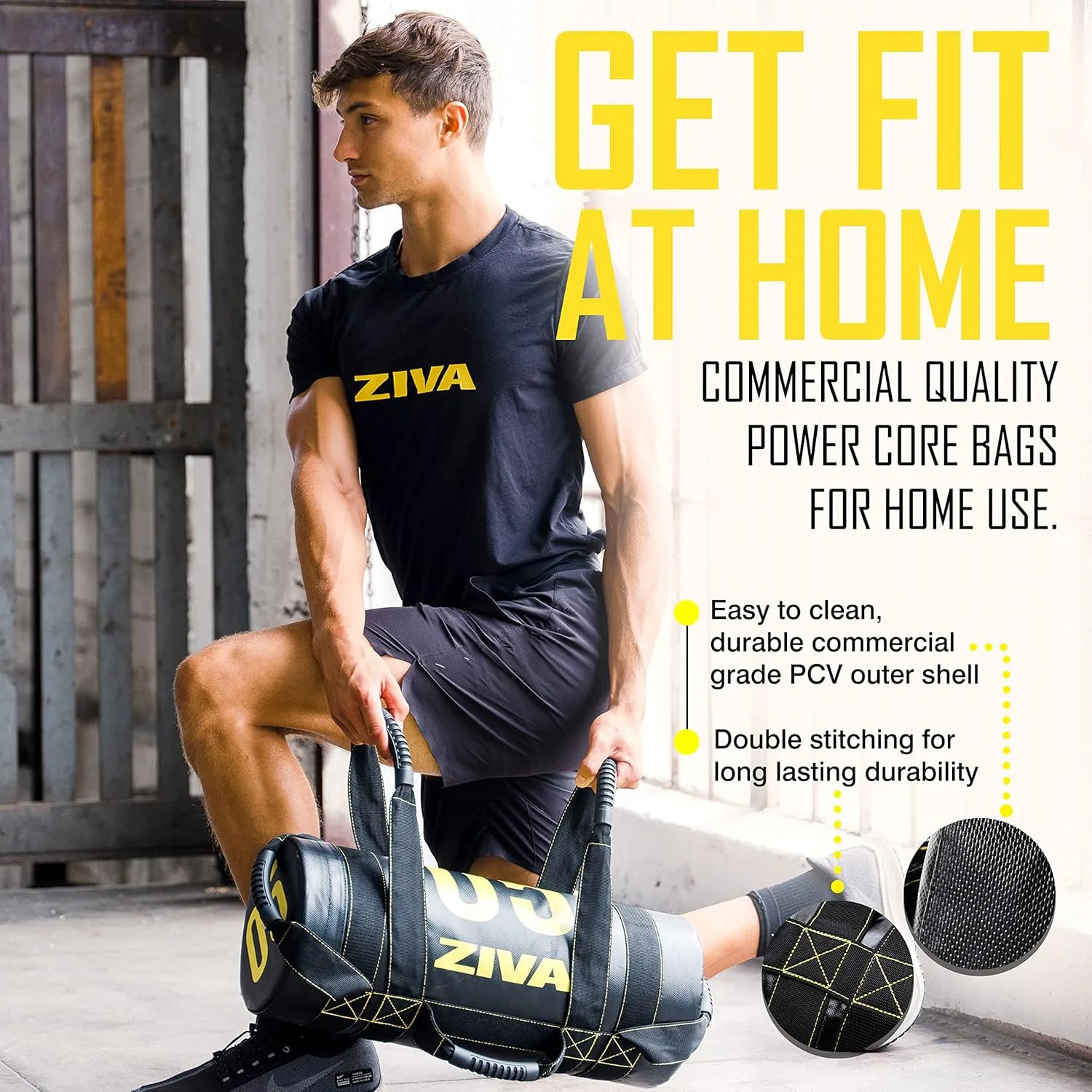 ZIVA Power Sandbag – Pre-Weighted Training Bag with Multiple Handles for Full-Body Strength & Conditioning – Heavy-Duty, No-Fill Needed (10–50 lb)