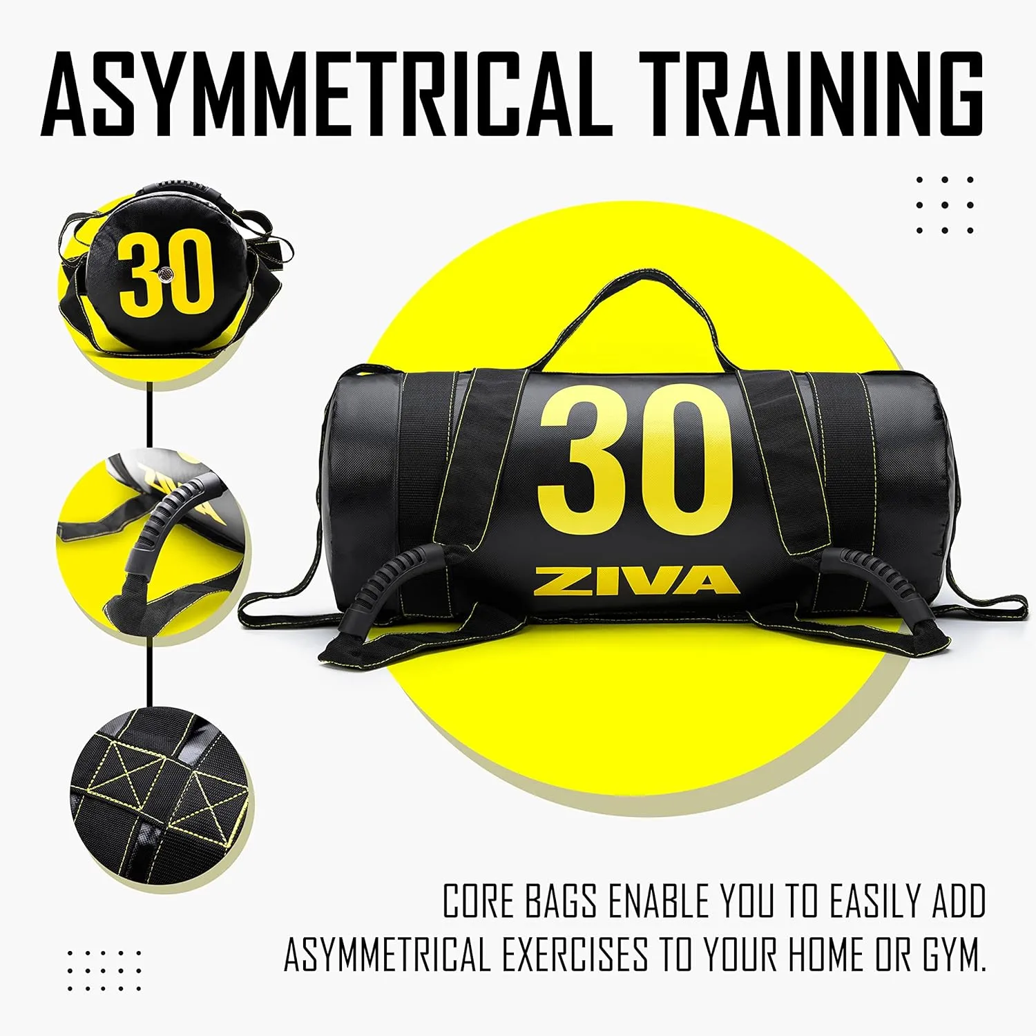 ZIVA Power Sandbag – Pre-Weighted Training Bag with Multiple Handles for Full-Body Strength & Conditioning – Heavy-Duty, No-Fill Needed (10–50 lb)