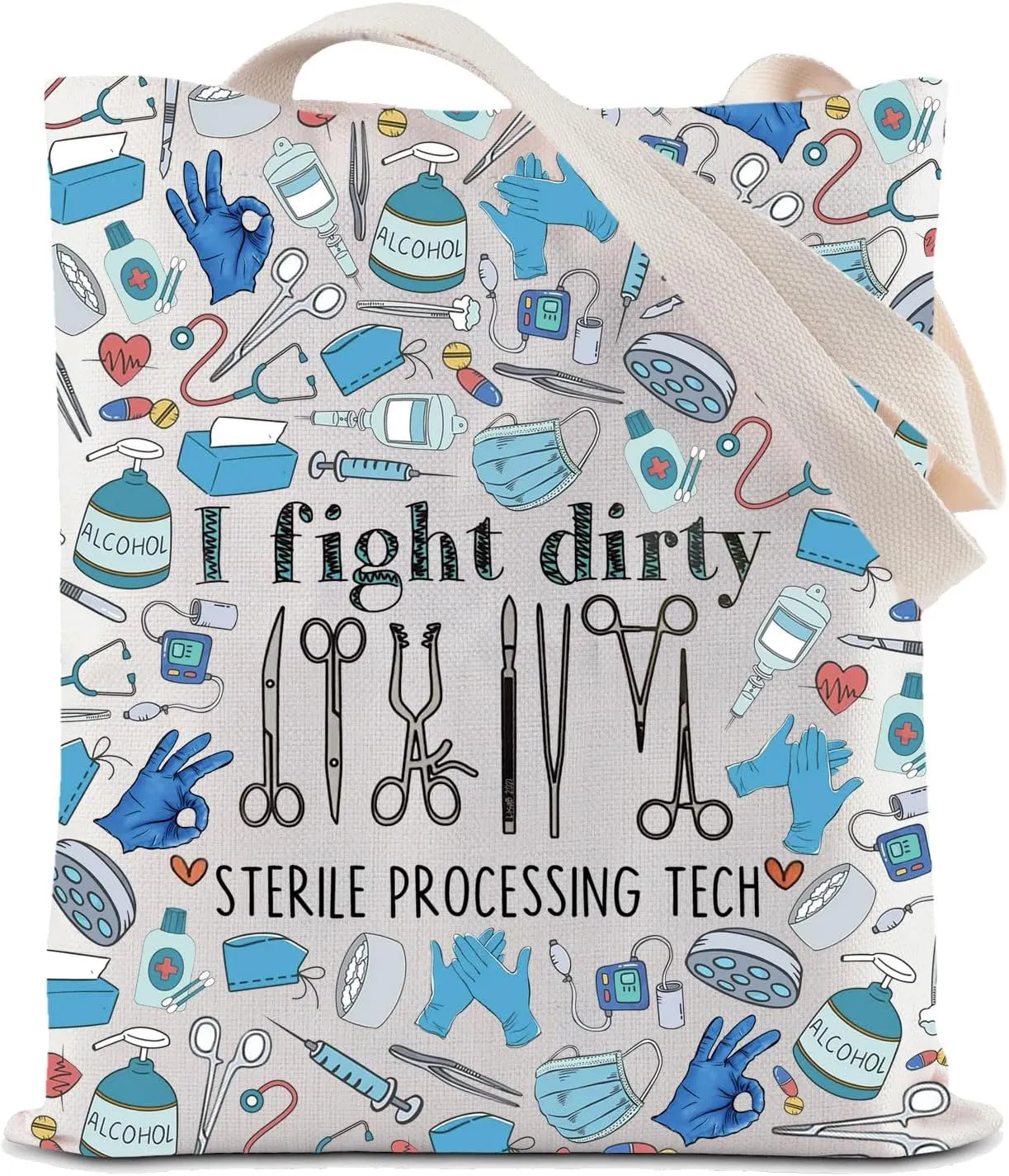 ZJXHPO Surgical Technician Tote Bag I Fight Dirty Sterile Processing Tech Shoulder Bag Surgical Tech Appreciation Gift