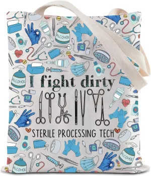ZJXHPO Surgical Technician Tote Bag I Fight Dirty Sterile Processing Tech Shoulder Bag Surgical Tech Appreciation Gift