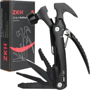 ZKH Gifts for Men Dad Teen Boys Grandpa, 12 in 1 Hammer Multitool for Men, Small EDC Multitool