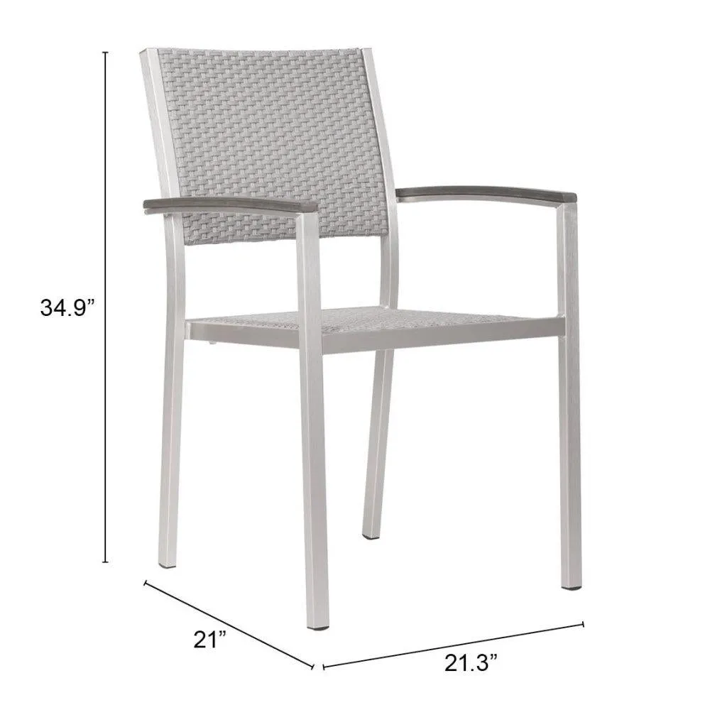 Zuo Metropolitan Dining Armchair (Set Of 2) Gray & Silver
